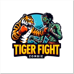 Tiger vs Zombie Fight Posters and Art